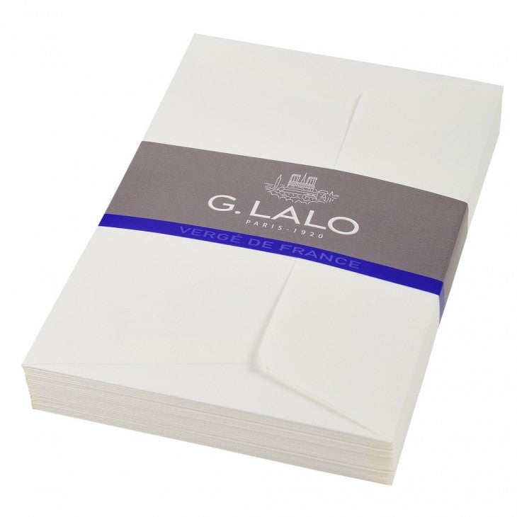 LALO, pack of 25 C6 114x162 adhesive envelopes, 100g, white laid