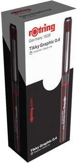 rOtring 0.40 mm Tikky Graphic Fibre Tip Pen - Black (Pack of 12)