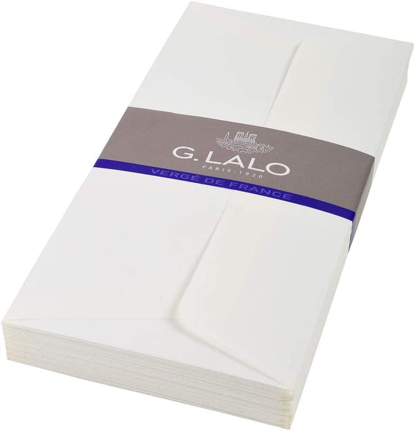 LALO, pack of 25 110x220 adhesive envelopes, 100g, white laid, white lined