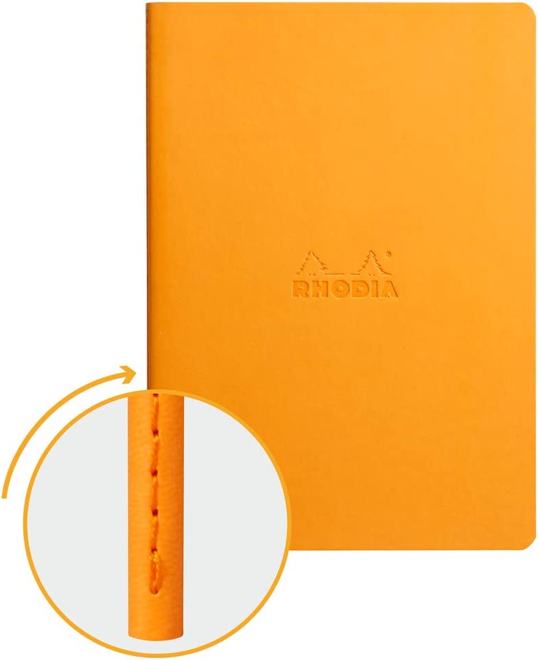 Rhodiarama sewn spine ntbk ORANGE A5 32sh. dot 90g ivory paper - 116465C