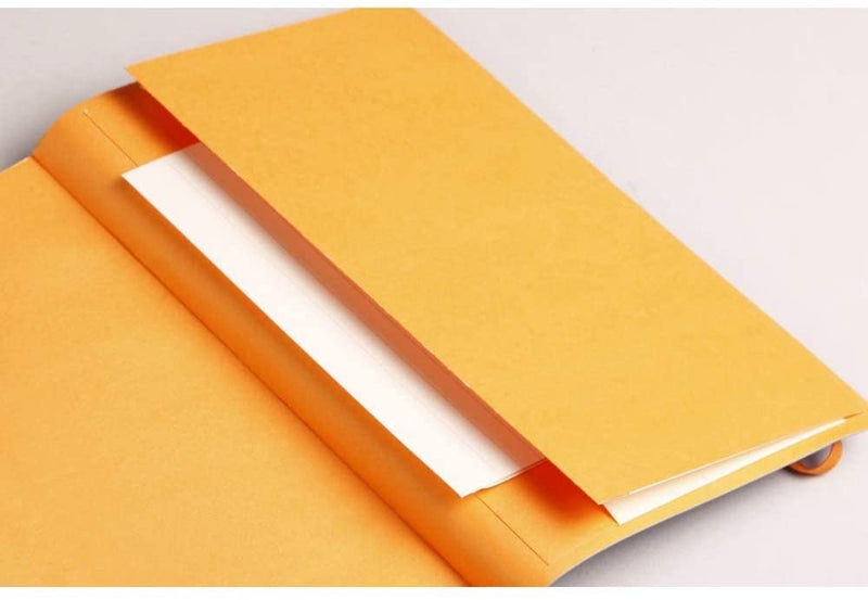 Rhodiarama softcover ntbk ORANGE A5 80sh. lined ivory 90g paper +elastic - 117415C