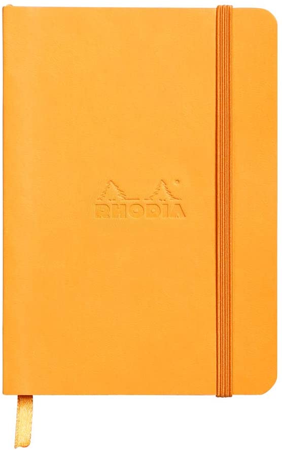 Rhodiarama softcover ntbk ORANGE 10,5x14,8cm 72sh. dot ivory 90g paper +elastic - 117365C