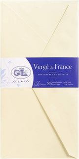 LALO, pack of 25 DL 110x220 gummed envelopes, 100g, ivory laid