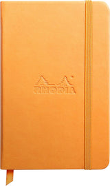 Rhodiarama hardcover ntbk ORANGE 9x14cm 96sh. lined ivory 90g paper +elastic - 118655C