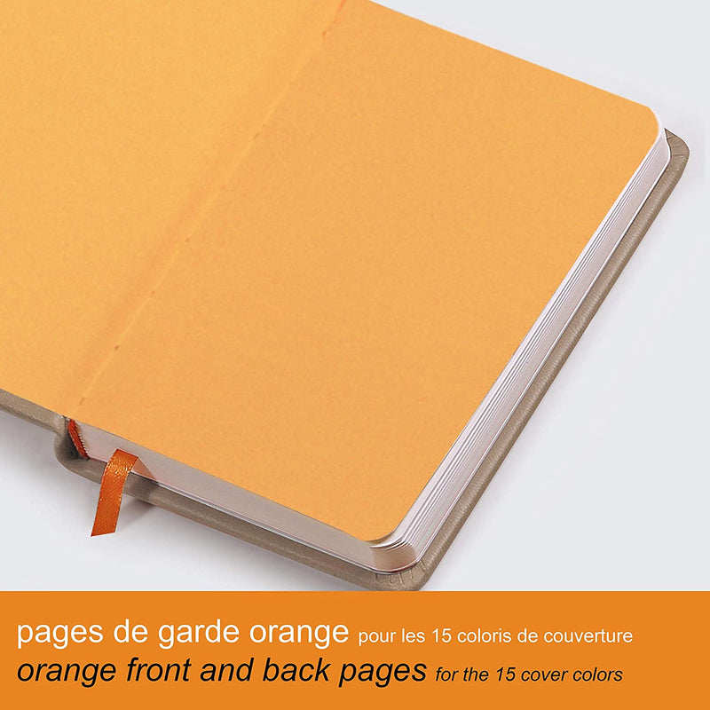 Rhodiarama hardcover ntbk ORANGE 9x14cm 96sh. lined ivory 90g paper +elastic - 118655C