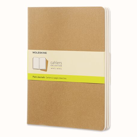 Moleskine Cahier Journal (Set of 3), Extra Large, Plain, Kraft Brown, Soft Cover