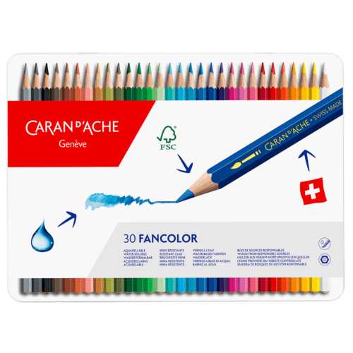 Caran d'Ache Pencils Fancolor Watercolor Tin Case